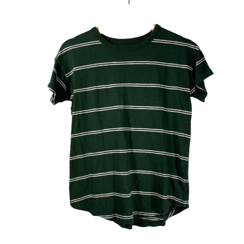 Madewell Women's Whisper Cotton Crewneck Tee in Amar Stripe Green Size XS